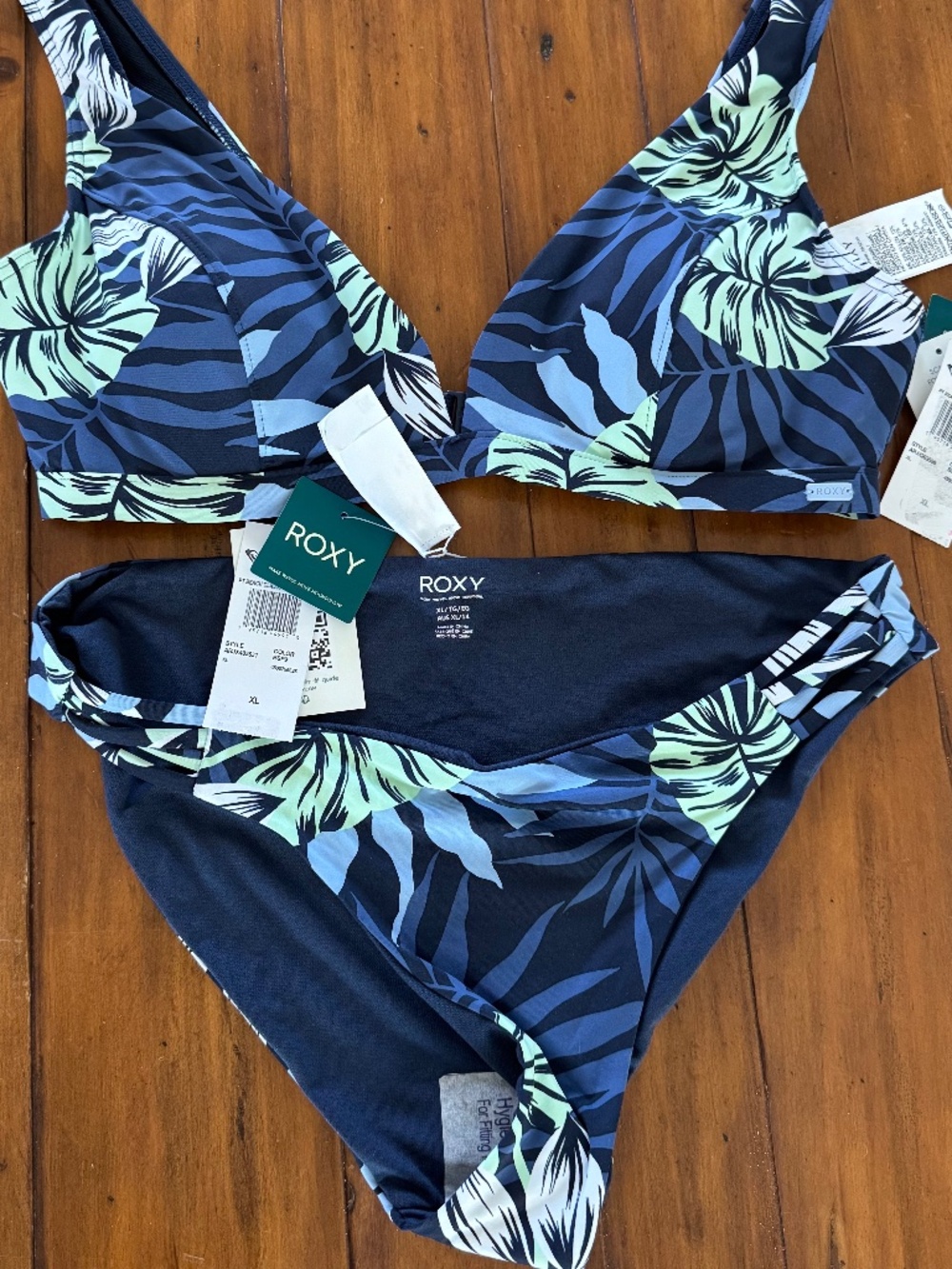 NWT Roxy Blue Bikini Set Hawaii Print XL
